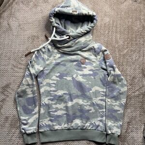Wanakome Artemis Cowl Neck Woman's Hoodie Sweatshirt Small Camo Cozy
